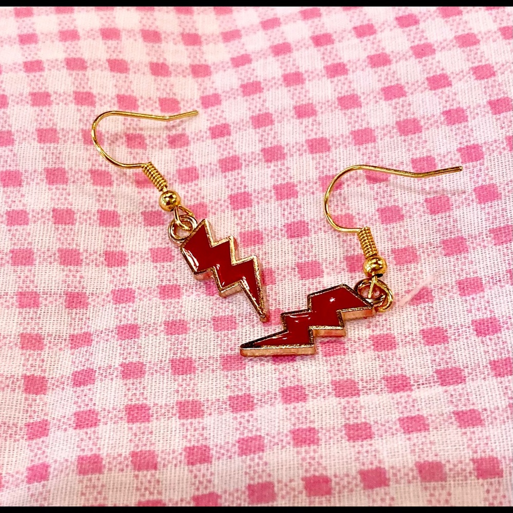 Red Lightning Bolt Earrings